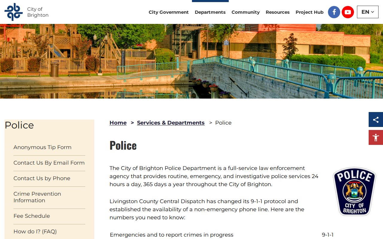 Brighton Police Department official website
