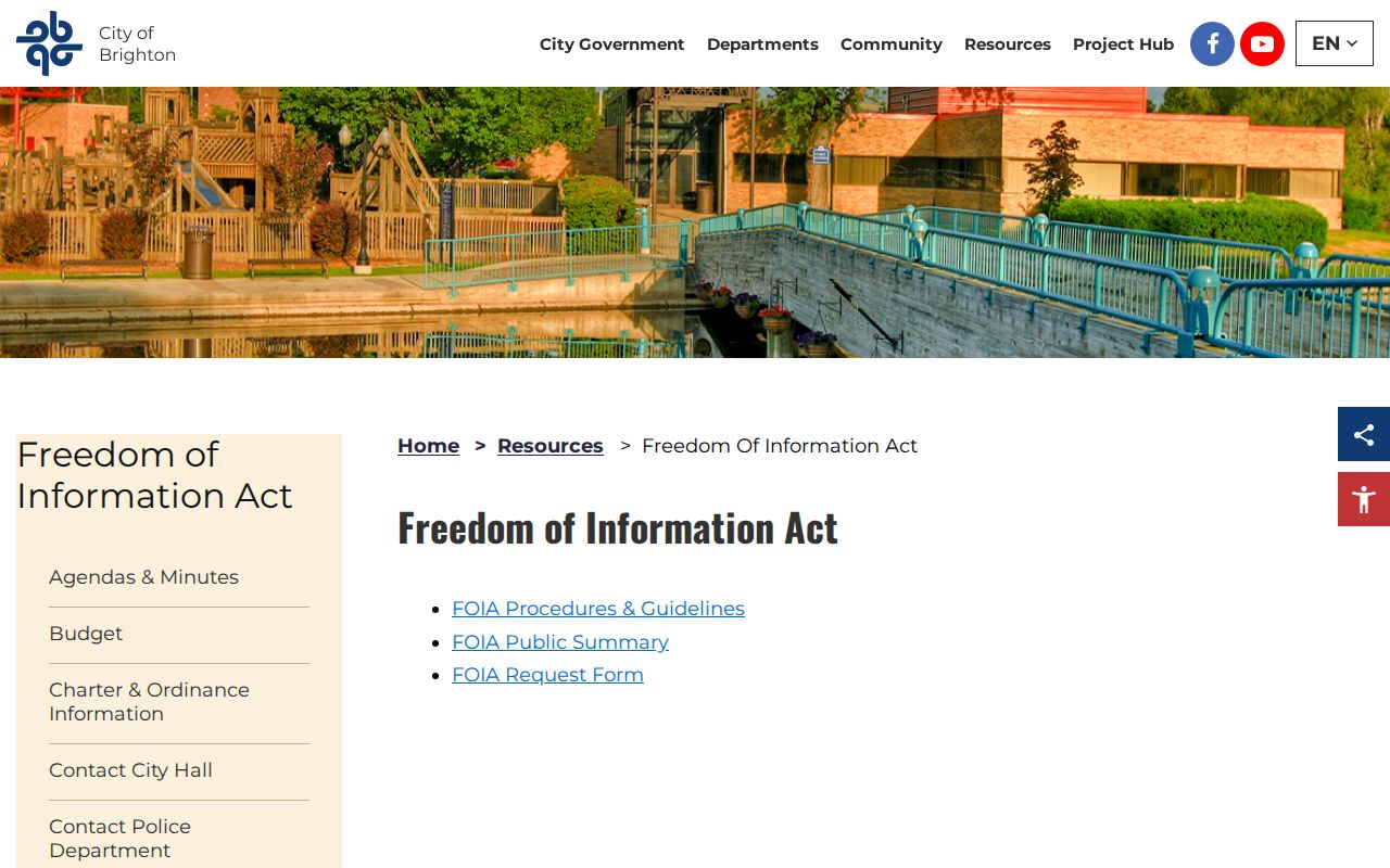 Brighton official freedom of information request page