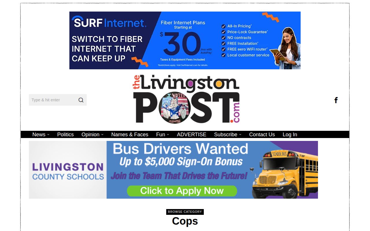 Livingston County crime news at the Livingston Post Cops section
