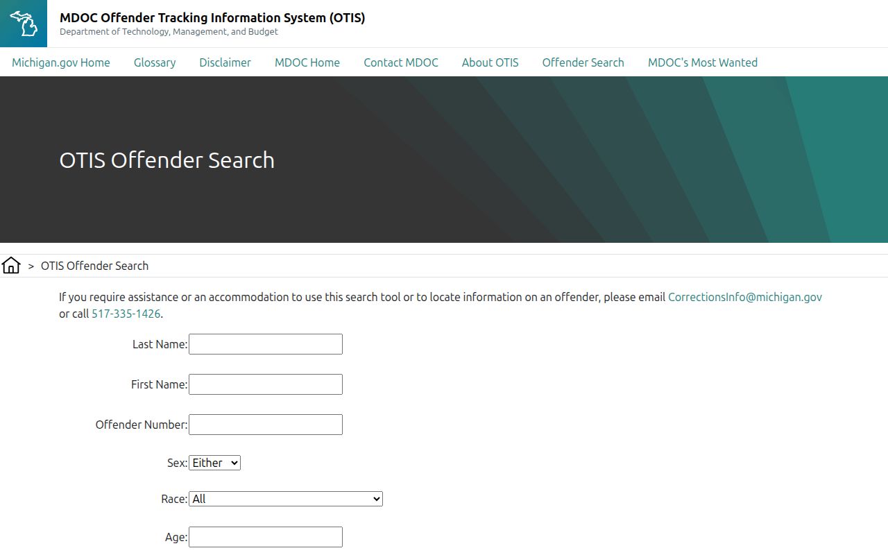 Livingston County related MDOC offender photo record search